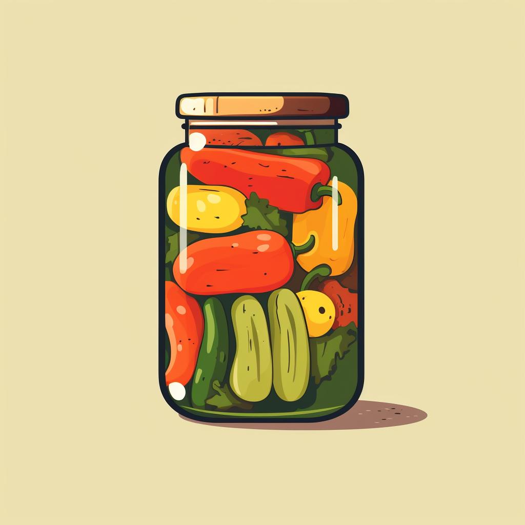 Sealed jar of pickled vegetables